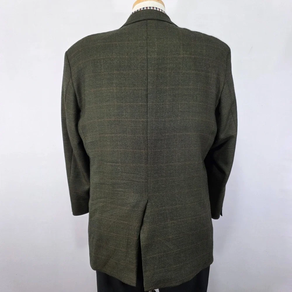 Majer Maconde Men's Sport Coat Blazer Two Button Soft Wool‎ Plaid Size 42R GREEN
